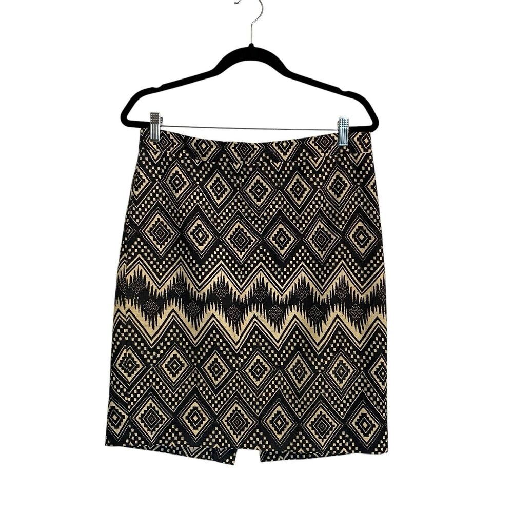 J. CREW The Pencil Skirt Geometric Diamond Print Lined 100% Cotton Sz 6 Preppy